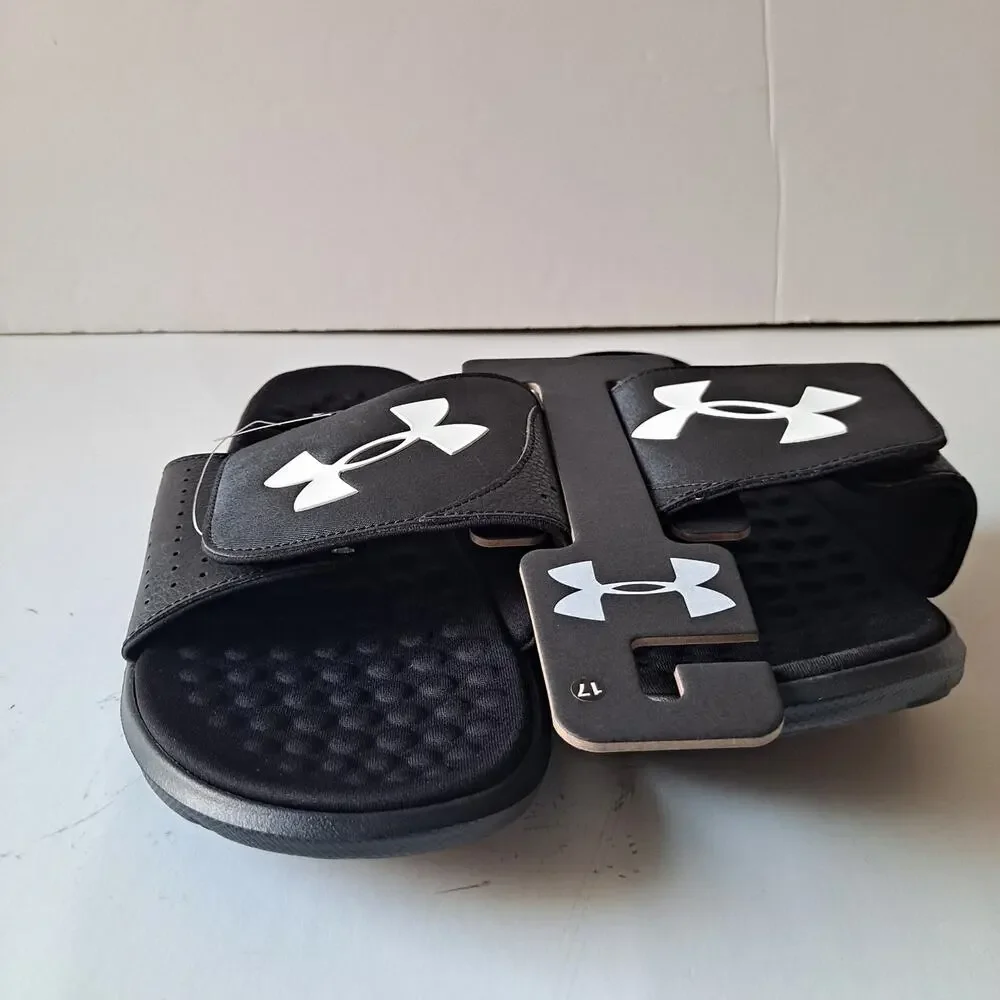 NWT Under Armour UA Ignite Pro Flip Flop Slide Sandals Black Mens Casual Size 17